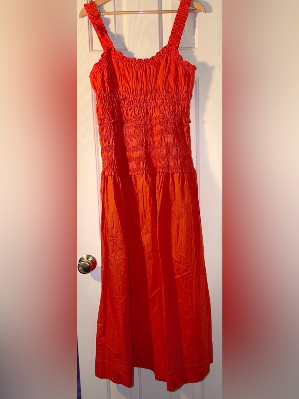 o.p.t. Smocked Midi Dress Orange Women Sz M Sold by Few Moda